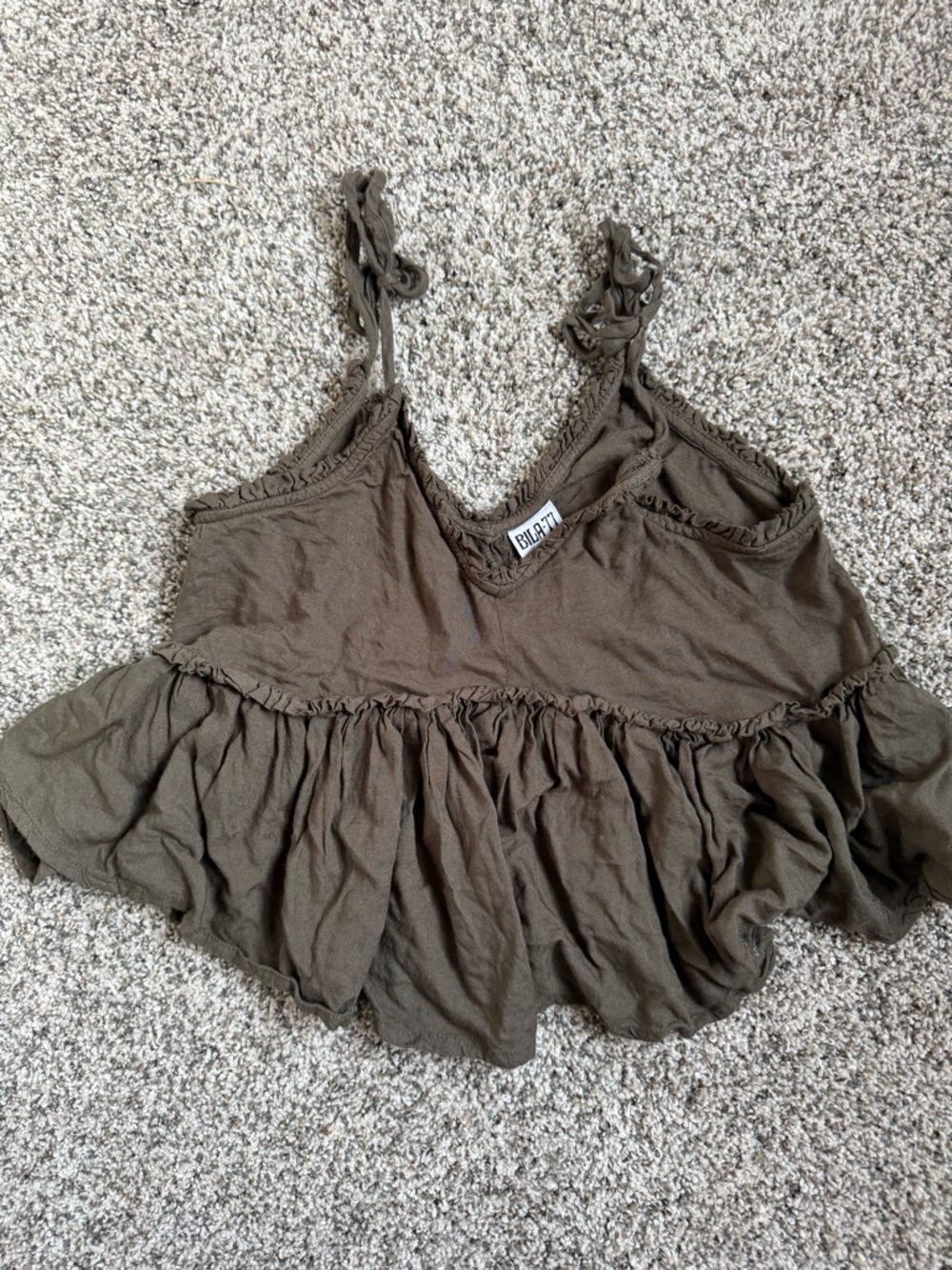 Billabong Olive Green Ruffle Tie-Shoulder Camisole